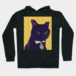 Black Business Cat Kitten With Yellow Tie With Yellow Tie Hoodie